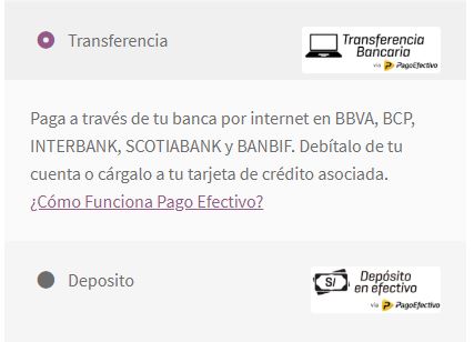 vista plugin Woocommerce PagoEfectivo