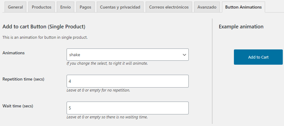 table button animations