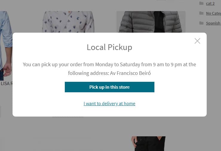 local pickup Woocommerce Postcode